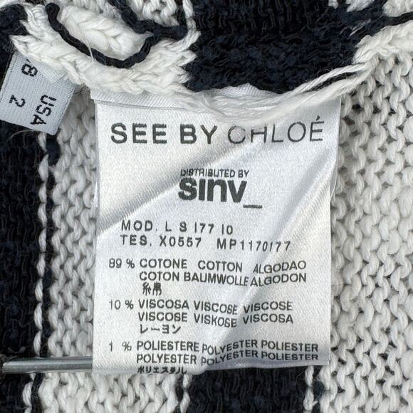 See By Chloé Black/White Striped Chunky Knit Nautical Sweater Size Small - Picture 8 of 15